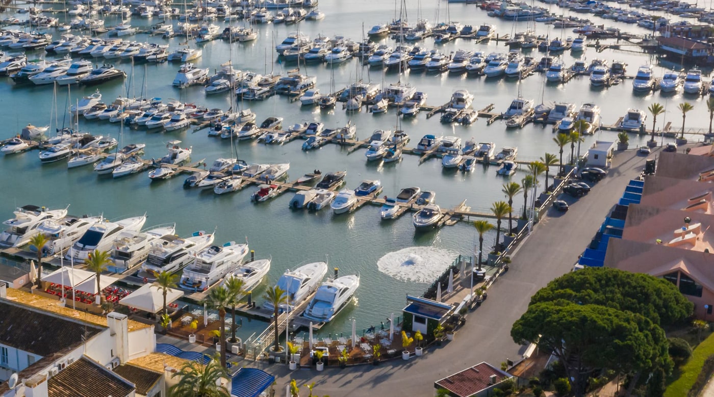 aerial view marina vilamoura