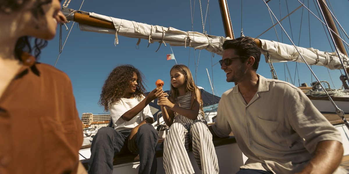 family in a boat at this award winning marina